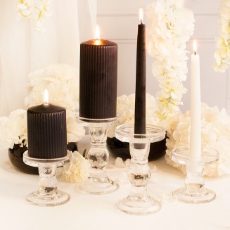 Szklane świeczniki 2w1. Piękna dekoracja stołu na wesele.