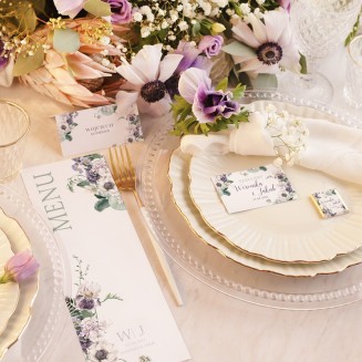PUDEŁKA na ciasto dla gości Fioletowy Ślub 10szt Z RĄCZKĄ
