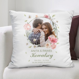 Poduszka personalizowana ze zdjęciem dla pary. Prezent na ślub, rocznicę ślubu, związku.