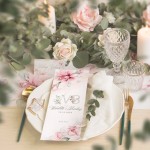 Winietka personalizowana na wesele. Wizytówka na stół weselny. Kolekcja Bukiet Ślubny w biało-różowej kolorystyce.