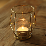 LAMPION na tealight metal+szkło Modern ZŁOTY
