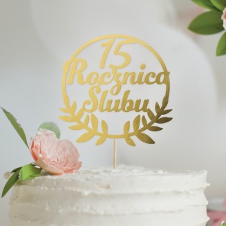 TOPPER złoty napis dekoracja tortu na Rocznicę Ślubu