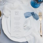 Okładka menu z imionami pary młodej i datą ślubu kolekcja Klasyczny Ślub