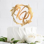 Złoty topper lustrzany z akrylu. Dekoracja na tort weselny.