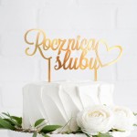 Złoty topper akrylowy lustrzany na rocznicę ślubu.