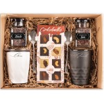 BOX z prezentami dla pary kubki kawa herbata łyżeczki z grawerem