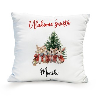 Personalizowana poduszka ze świąteczną grafiką i imieniem.