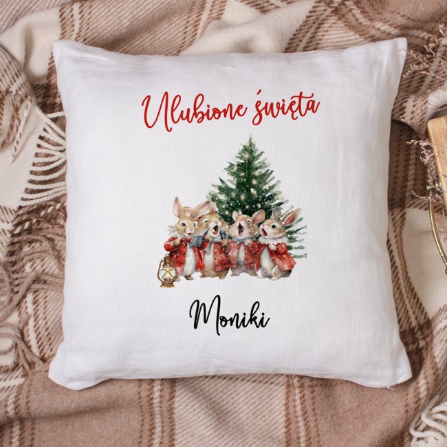 Poduszka świąteczna personalizowana imieniem.