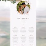 Personalizowana ścianka ze zdjęciem nowożeńców. Plan stołów wiszący.