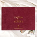 Album welurowy na rocznicę ślubu z personalizacją, idealna pamiątka z imionami pary i numerem jubileuszu