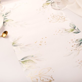 BIEŻNIK Obrus Elegancka Dekoracja Na Stół Ze Złoceniami 28cm x 2,75m