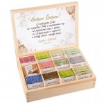 ZESTAW Herbat w Drewnianej Skrzyni Personalizowane Podziękowanie Dla Rodziców