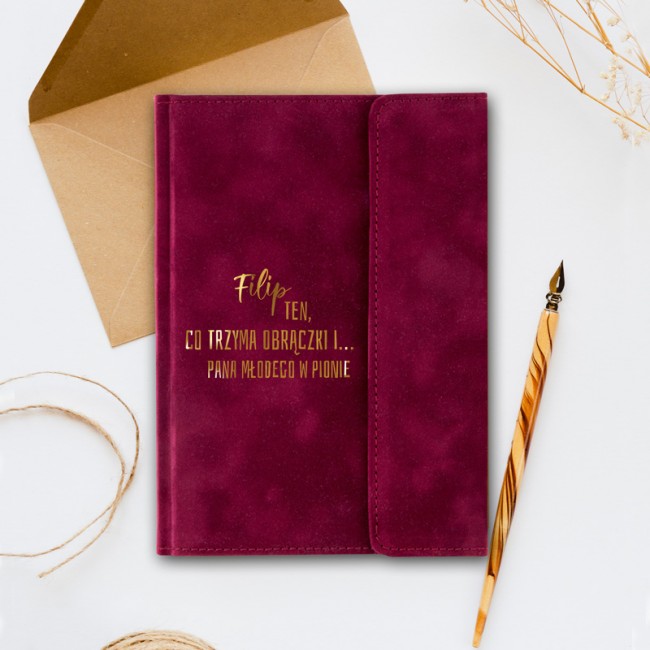 Elegancki NOTES Welurowy Zabawny Prezent Dla Świadka Podziękowanie