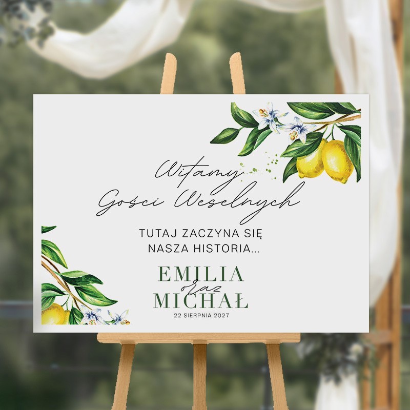 Plakat powitalny słoneczna cytryna