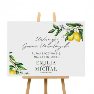 tablica na powitanie gości słoneczna cytryna