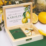PREZENT dla świadkowej w drewnianym pudełku Słoneczna Cytryna