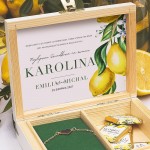 Szkatułka z bransoletką i czekoladkami dla świadkowej Słoneczna Cytryna