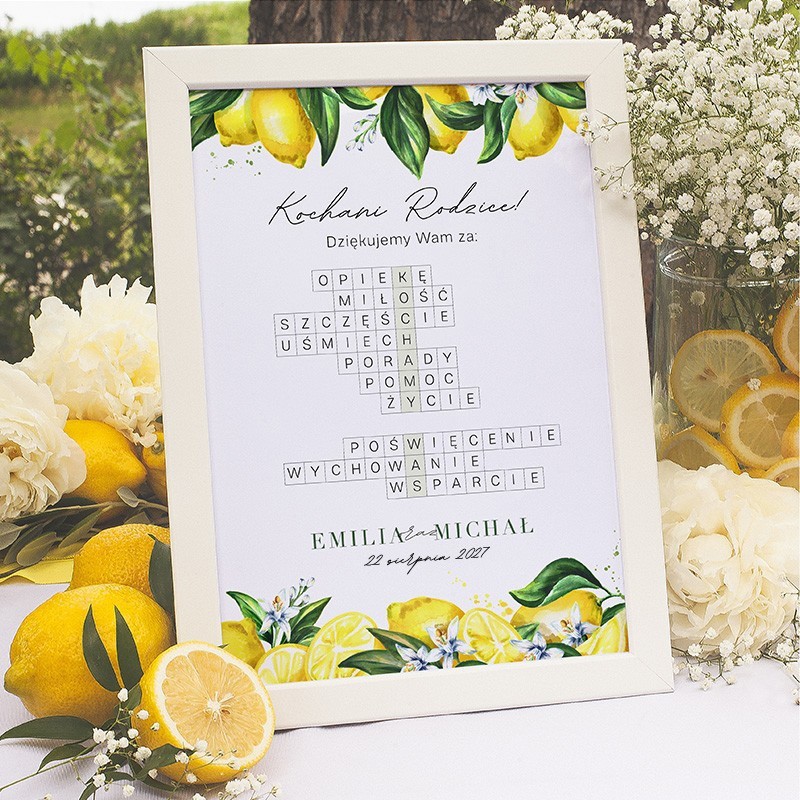 PREZENT dla rodziców krzyżówka Kochamy Was - Słoneczna Cytryna