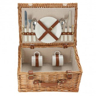 Prezent ślubny dla pary młodej wiklinowy koszyk na piknik