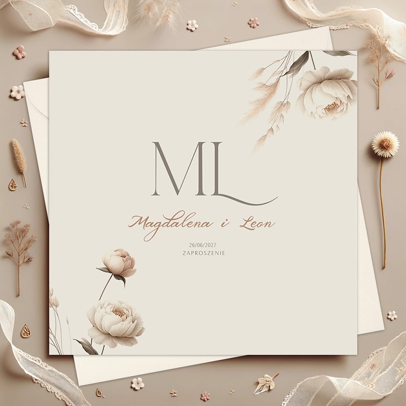 Eleganckie zaproszenie ślubne w stylu boho