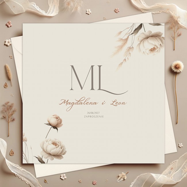 Eleganckie zaproszenie ślubne w stylu boho