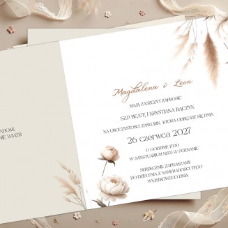 Personalizowane zaproszenie na ślub beżowe