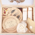 ZESTAW w Drewnianej Skrzyni Elegancki Prezent na Ślub