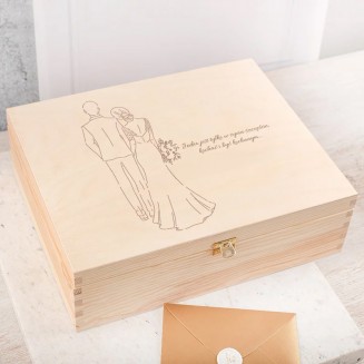 ZESTAW w Drewnianej Skrzyni Elegancki Prezent na Ślub