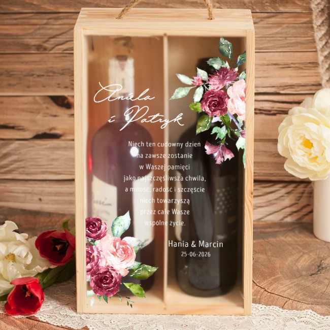 Podwójna SKRZYNIA na Wina Prezent dla Nowożeńców