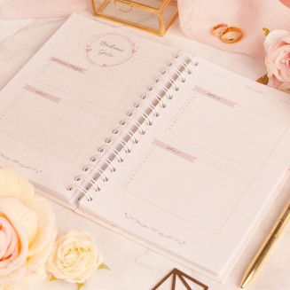 PLANER ślubny Ze Złoceniem Personalizowany Organizer Aksamitne Złoto