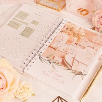 PLANER ślubny Ze Złoceniem Personalizowany Organizer Aksamitne Złoto