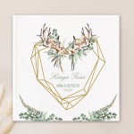 Księga gości weselnych z personalizowaną okładką i grafiką geometrycznego serca.