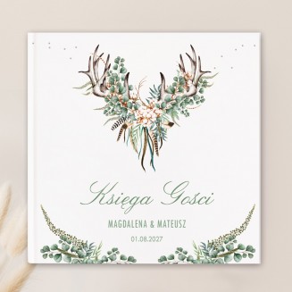 Księga gości z grafiką w stylu boho.