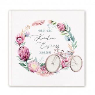 Personalizowana księga gości z motywem roweru na okładce. Ślubny dodatek dla Pary Młodej i gości.