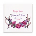 Elegancki album na wpisy i życzenia gości weselnych. Księga gości zawiera personalizację na okładce.