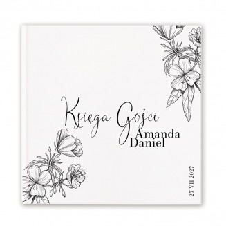 Księga gości w biało-czarnej kolorystyce z personalizacją.