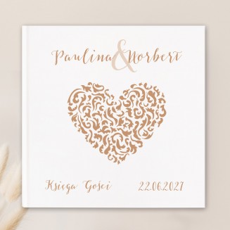 Księga gości z motywem serca. Personalizowana okładka.