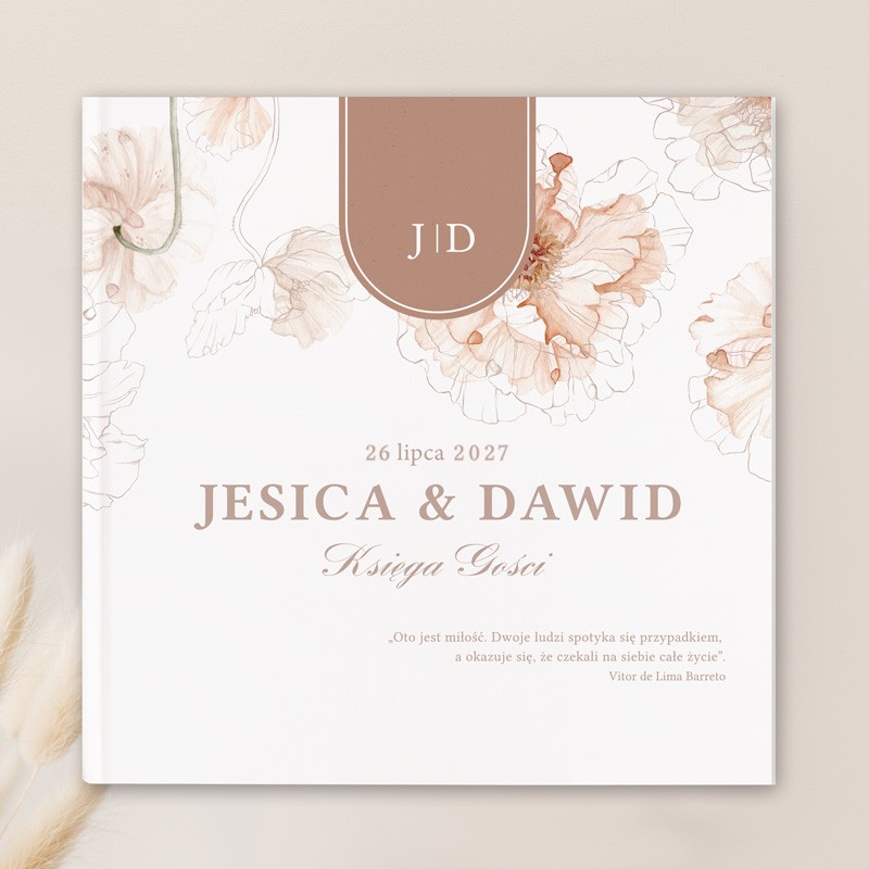 Personalizowana księga gości na wesele w kolorach beżu