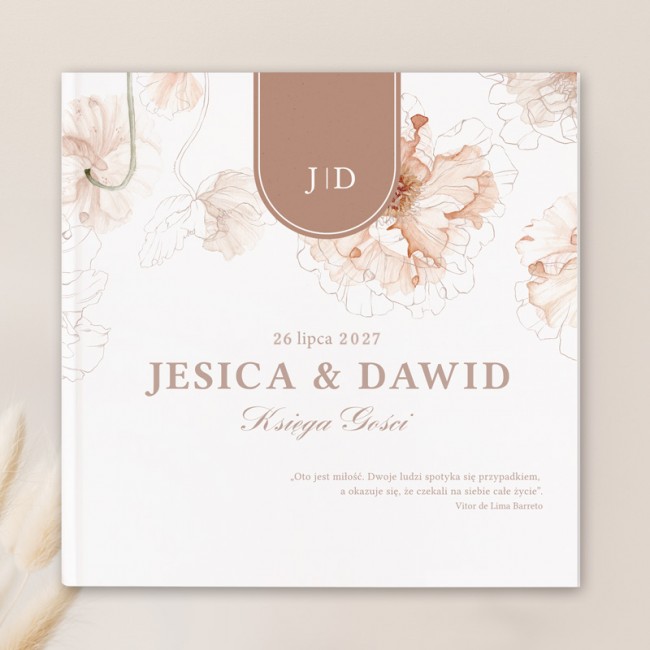 Personalizowana księga gości na wesele w kolorach beżu