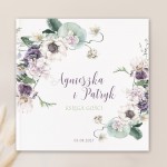 Księga gości z modnym wzorem graficznym. Z kolekcji Fioletowy Ślub.