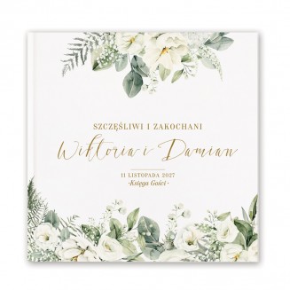 KSIĘGA GOŚCI weselnych Białe Kwiaty BIAŁE KARTKI