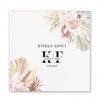 KSIĘGA gości weselnych Rustic Pampas BIAŁE KARTKI