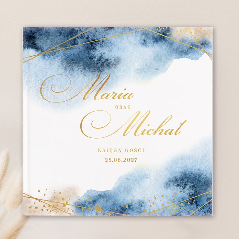 Księga na wpisy weselne w kolorze granatu i złota
