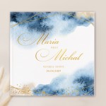 Księga na wpisy weselne w kolorze granatu i złota