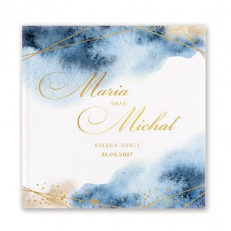 KSIĘGA GOŚCI weselnych Kolekcja Złoto-Granatowa BIAŁE KARTKI