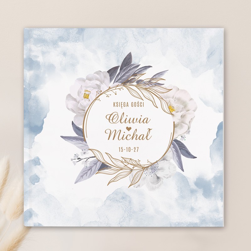 Księga na wpisy weselne w kolorze niebieskim
