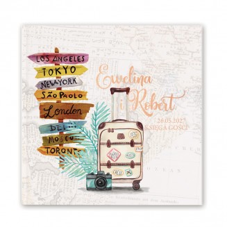 Księga z motywem podróży idealna na wpisy gości