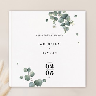 Księga gości weselnych w motywie eukaliptusa