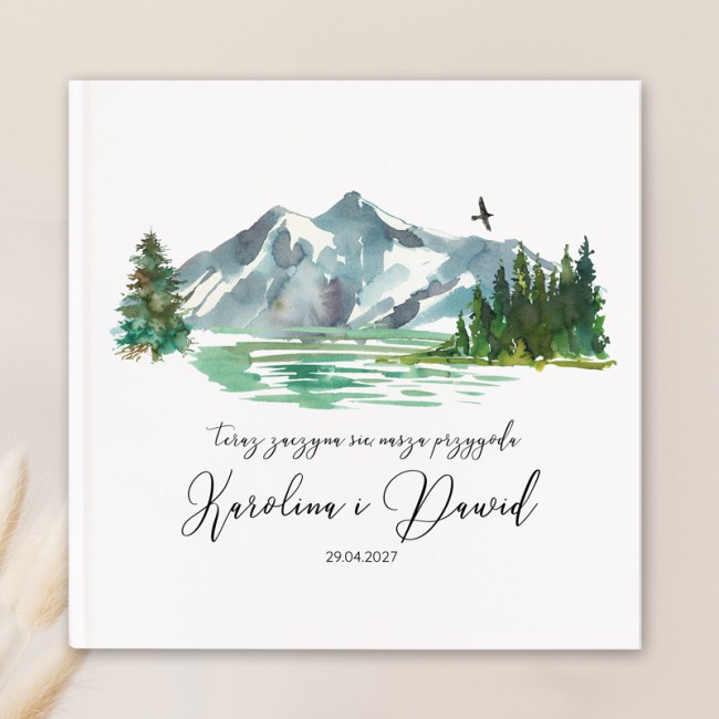 Księga na wpisy gości weselnych z motywem gór