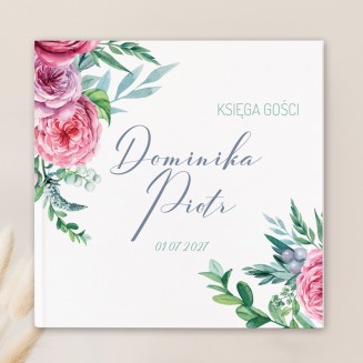 Personalizowana księga weselna z motywem kwiatów